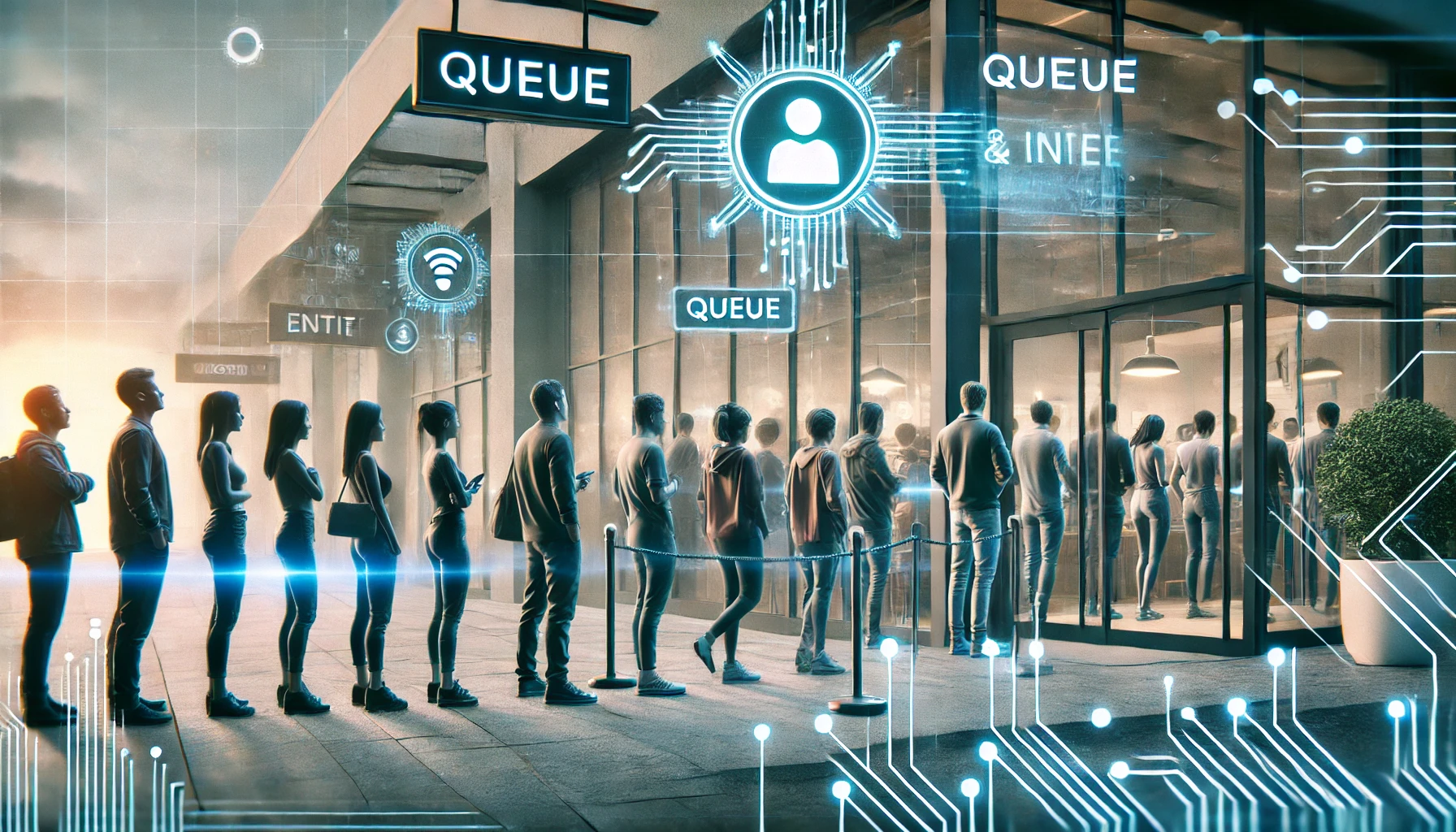AI handling a long queue at the restaurant