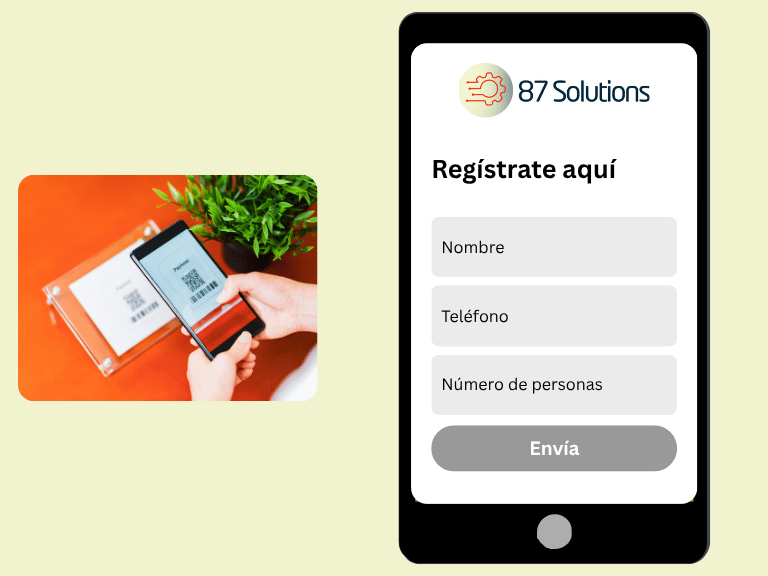 Solicitud de mesa con código QR para gestión de colas en restaurantes